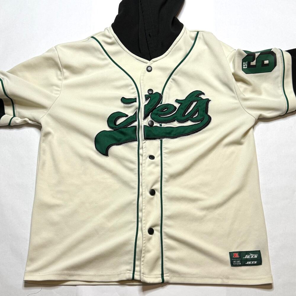 NFL New York Jets throwback baseball jersey hoodie Size Small - Picture 4 of 14